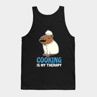 Cooking is my therapy cartoon Capybara Tank Top